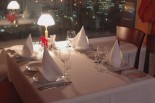 Restaurant, table, serviette, lampe, nuit